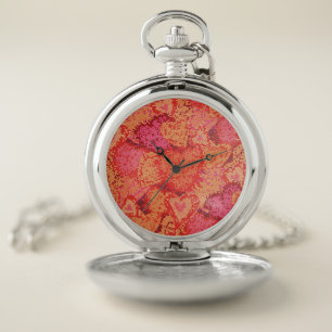 Cute mosaic hearts design pocket watch