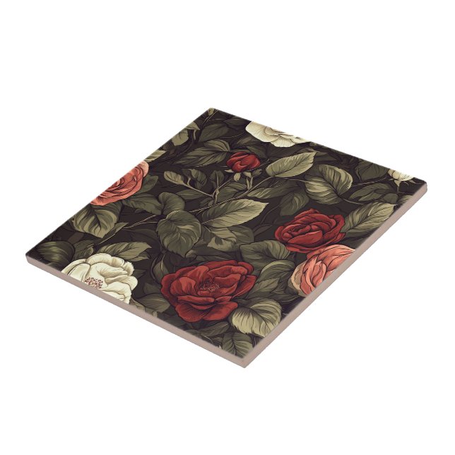 Cute Mosaic Rose Ceramic Tiles  For Stylish Entry (Side)