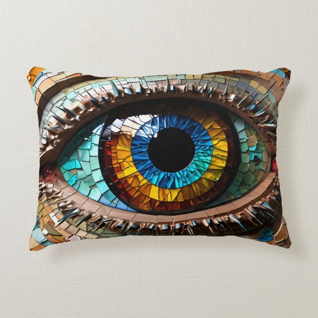 Cute Mosaic Stained Glass Eye design  Accent Pillow (Front)