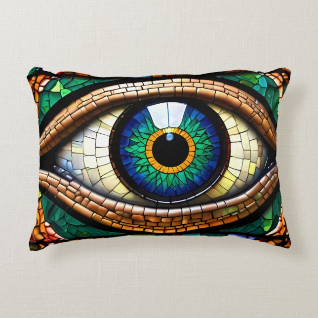 Cute Mosaic Stained Glass Eye design  Accent Pillow (Front)