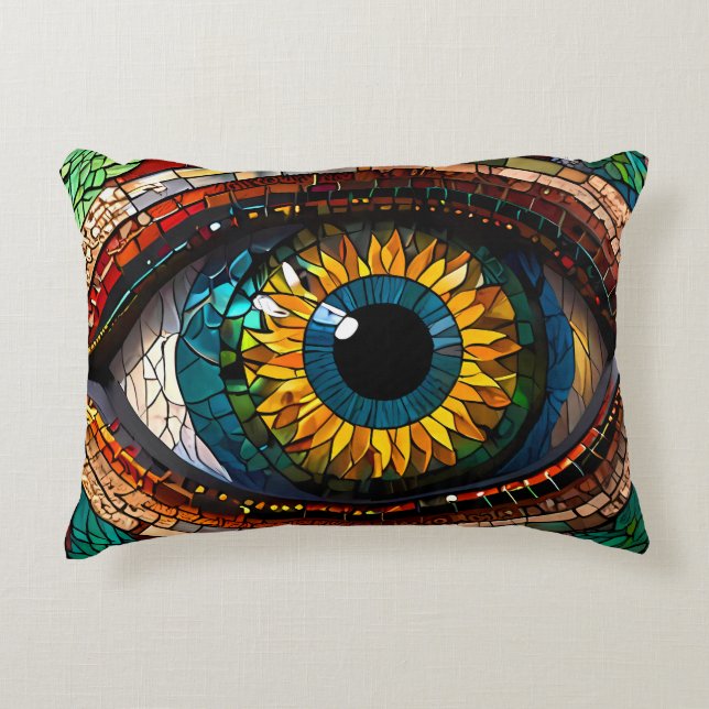 Cute Mosaic Stained Glass Eye design  Accent Pillow (Front)