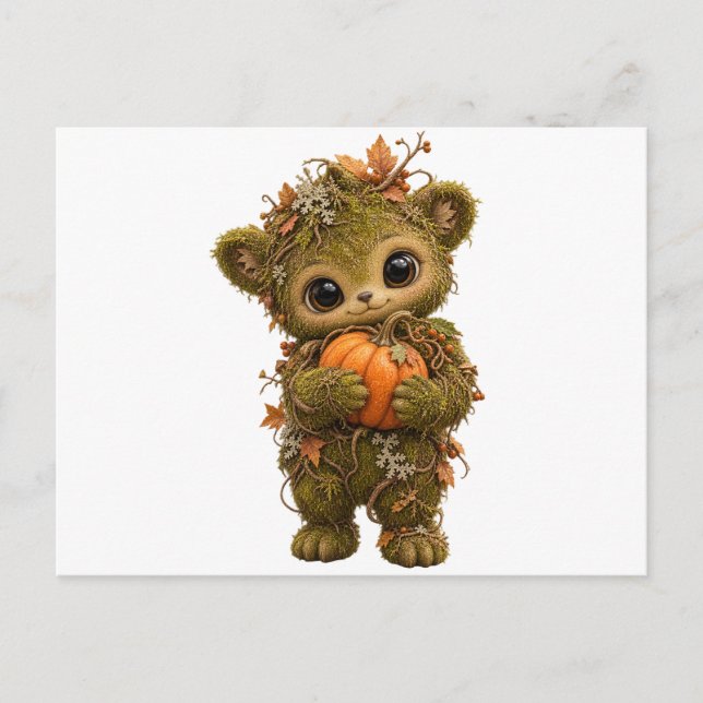 Cute Moss Bear Pumpkin Postcard (Front)