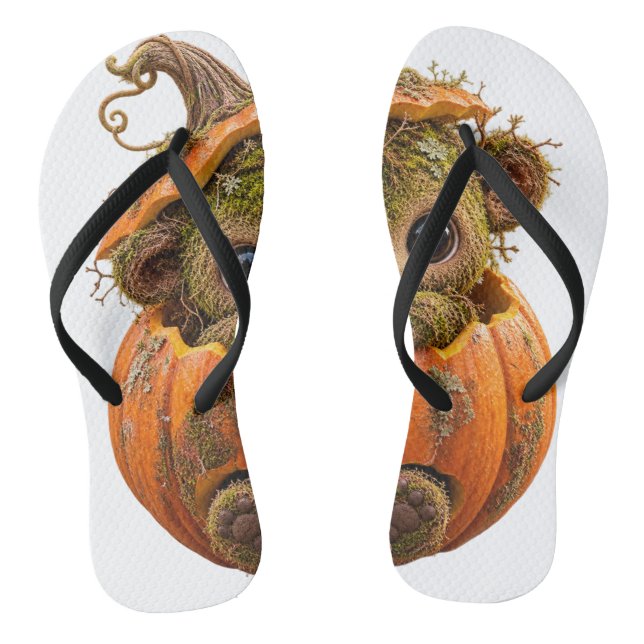 Cute Mossy Pumpkin Creature Sandals (Footbed)