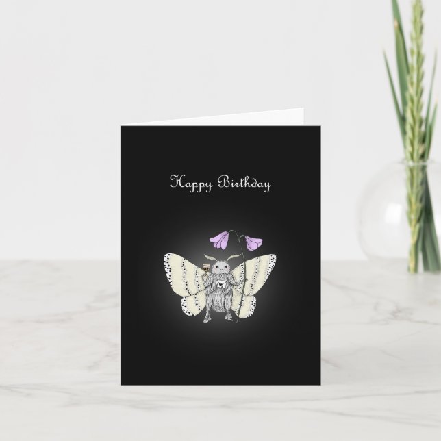 Cute Moth Goth Forest Witch Creepy Cute Birthday Card (Front)