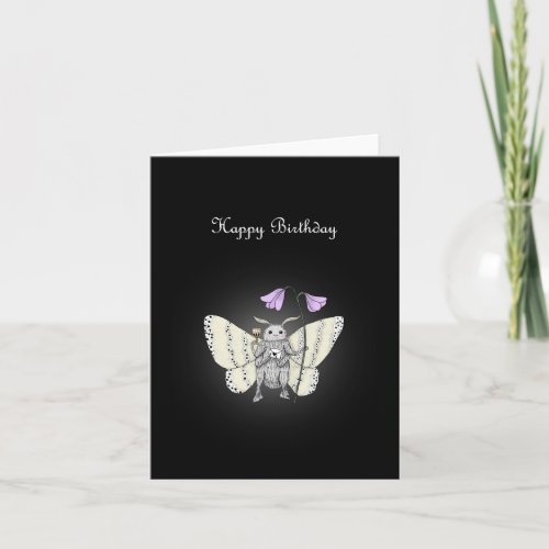 Cute Moth Goth Forest Witch Creepy Cute Birthday Card