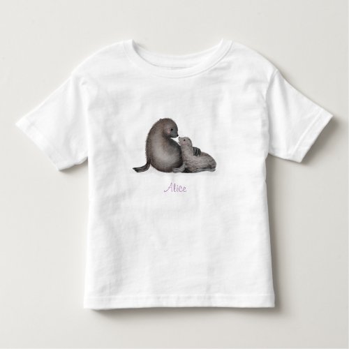Cute mother and baby fur seal baby T_shirt