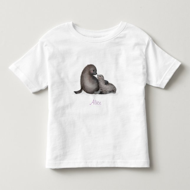 Cute mother and baby fur seal baby T-shirt (Front)