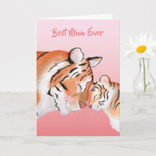 Cute mother and baby tiger birthday card for mum