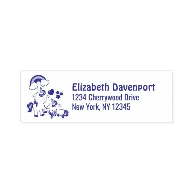 Cute Mother and Baby Unicorns Magical Self-inking Stamp (Design)