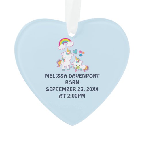 Cute Mother and Baby Unicorns Magical Theme Ornament