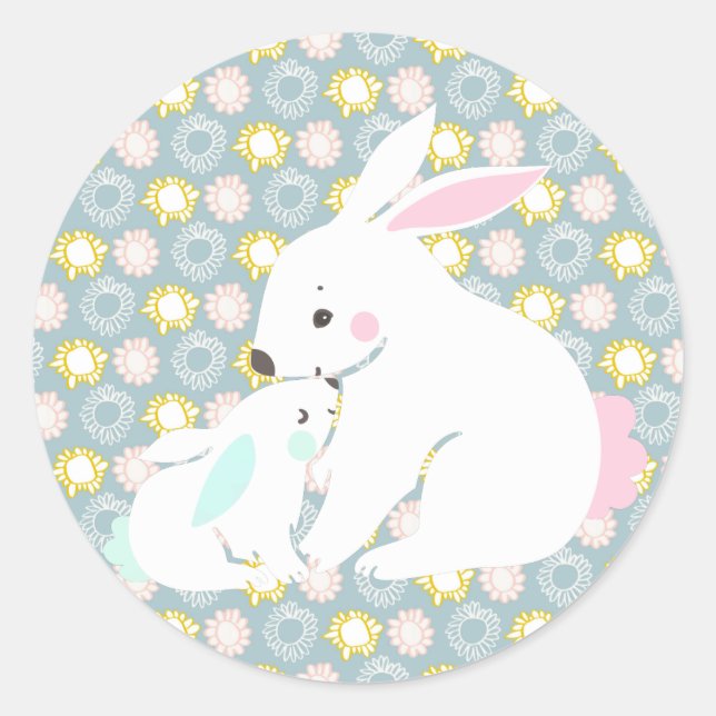 Cute mother & baby boy bunny stickers (Front)