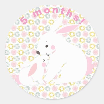 Cute mother & baby bunny Milestone Stickers