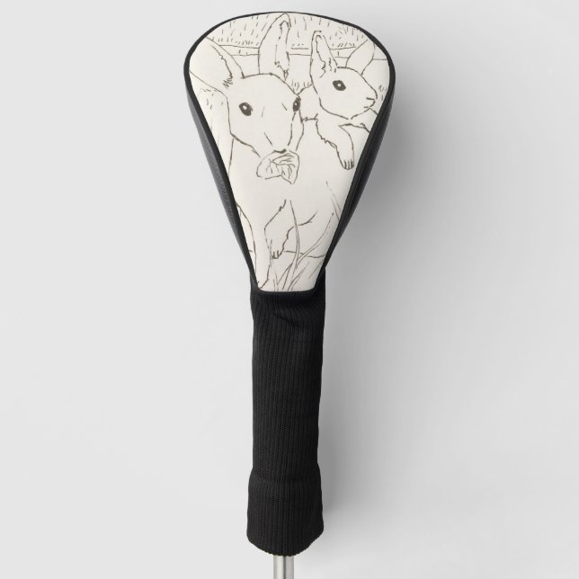 Cute Mother Baby Bunny Rabbits Golf Head Cover (Front)