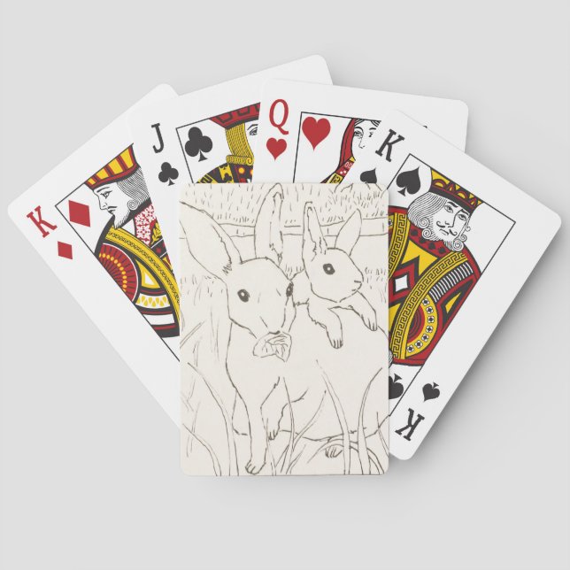 Cute Mother Baby Bunny Rabbits Poker Cards (Back)