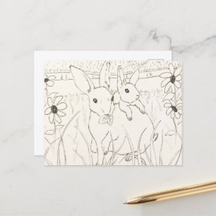 Cute Mother Baby Bunny Rabbits Postcard