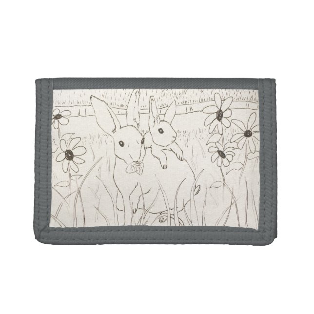 Cute Mother Baby Bunny Rabbits Trifold Wallet (Front)