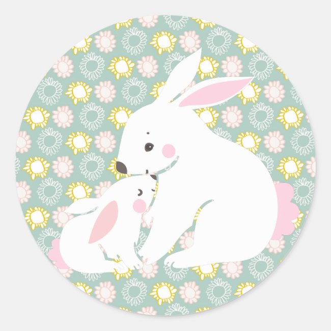 Cute mother & baby bunny stickers