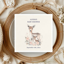 Cute Mother Baby Deer Baby Girl Shower Napkins