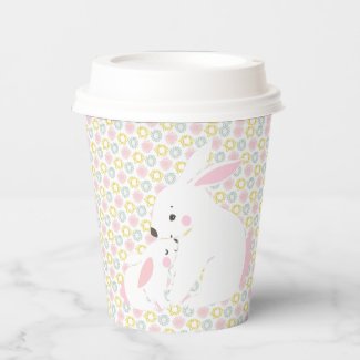 Cute Mother & Baby Girl Bunny Baby Shower Paper Cups