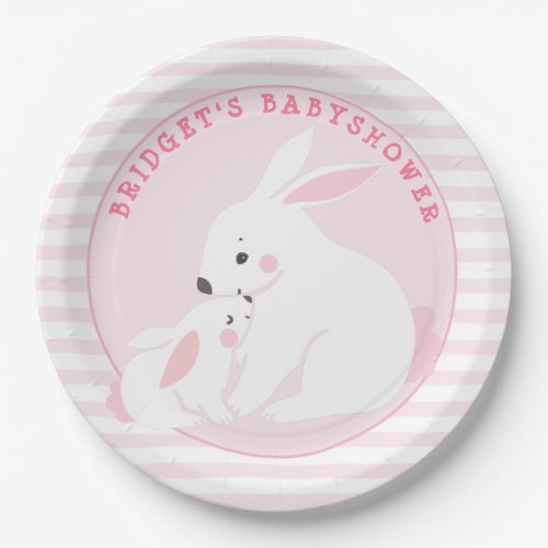 Cute Mother  Baby Girl Bunny Paper Plates