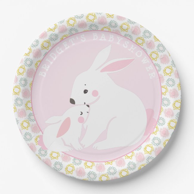Cute Mother & Baby Girl Bunny Paper Plates