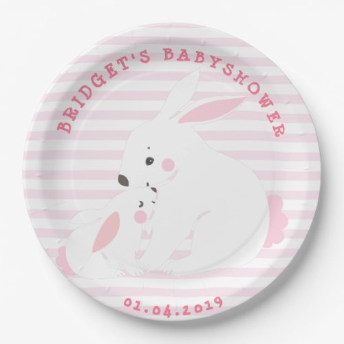 Cute Mother  Baby Girl Bunny Paper Plates