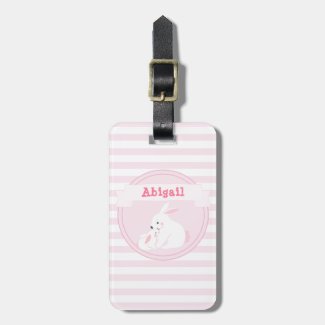 Cute Mother & Baby Girl Bunny Personalized Kids Luggage Tag