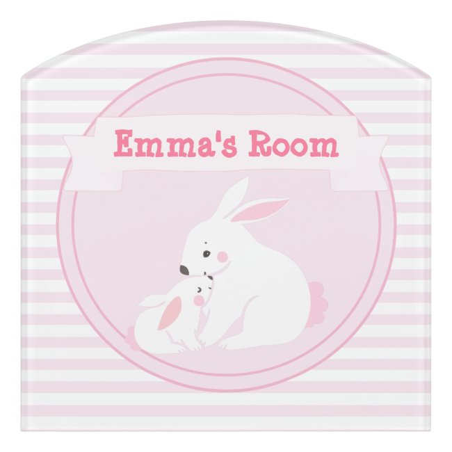 Cute Mother & Baby Girl Bunny Personalized Nursery