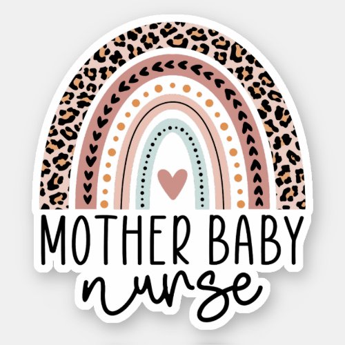 Cute Mother Baby Nurse Leopard Rainbow Sticker