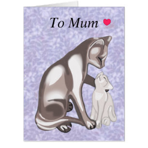 Cute Mother Cat and Kitten Card