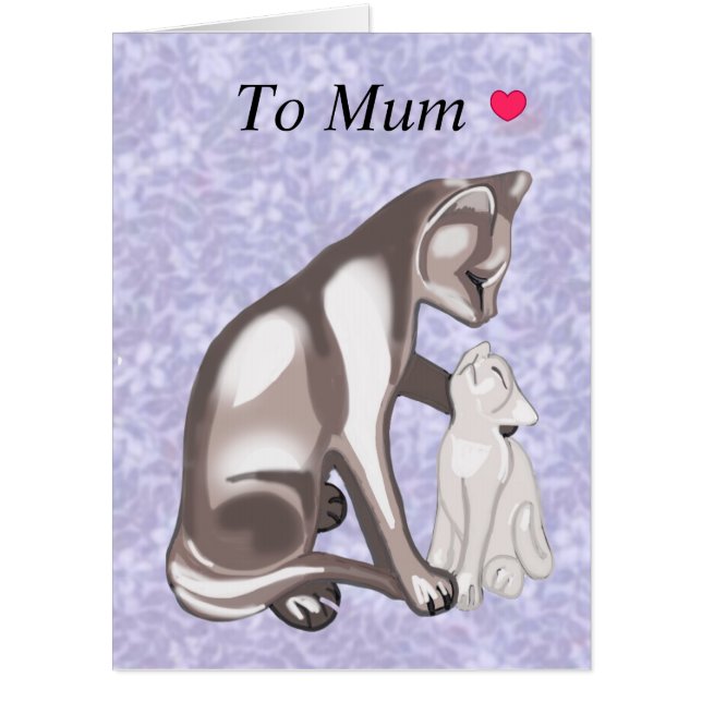 Cute Mother Cat and Kitten Card (Front)