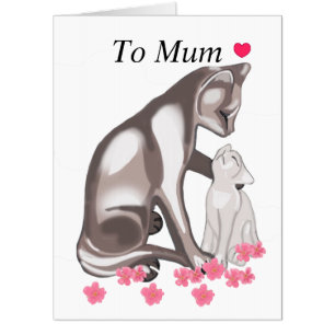 Cute Mother Cat and Kitten Card
