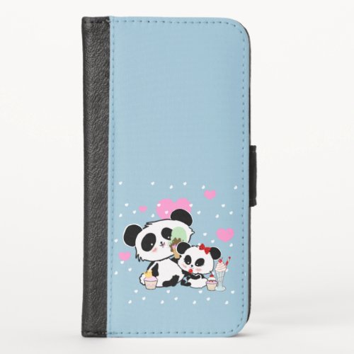 Cute Mother Daughter Panda Bear Picnic by LeahG iPhone X Wallet Case