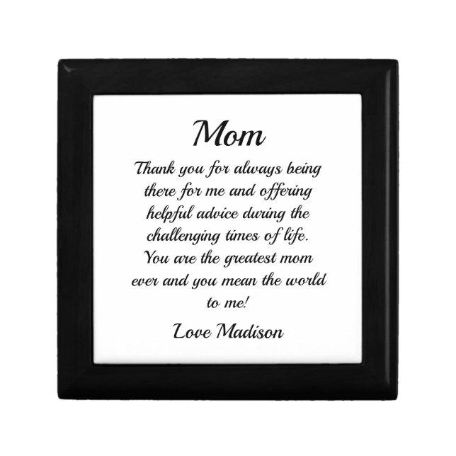 Cute Mother Dear Mom Letter Personalized Jewelry Gift Box (Front)