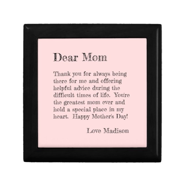 Cute Mother Dear Mom Letter Pink Personalized Gift Box (Front)