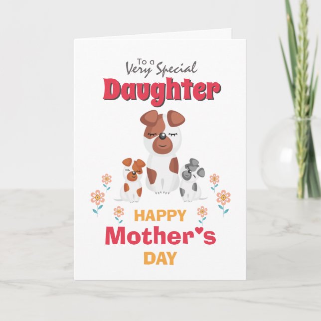 Cute mother dog puppy cartoon mothers day card (Front)