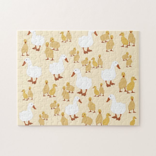 Cute Mother Duck & Baby Duckling Pattern  Jigsaw Puzzle (Horizontal)
