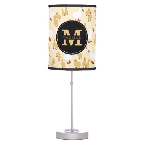 Cute Mother Duck  Baby Duckling Pattern Monogram Table Lamp