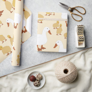 Cute Mother Duck & Baby Duckling Pattern Wrapping Paper