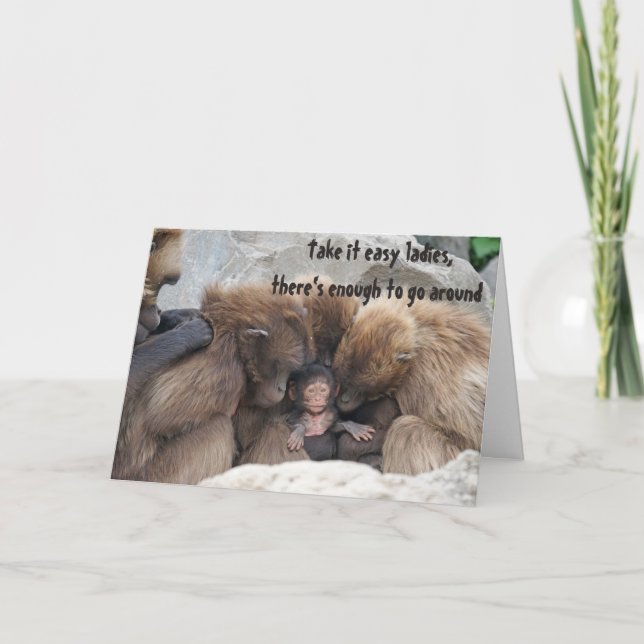 Cute Mother Monkeys and Baby Animal Note Greeting Card (Front)