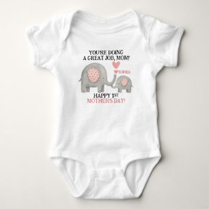 Cute Mother’s Day Gift Mama and Baby Elephant Bodysuit