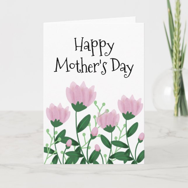 Cute Mother’s Day Pink Floral  Card (Front)