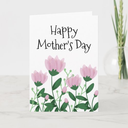 Cute Mothers Day Pink Floral  Card