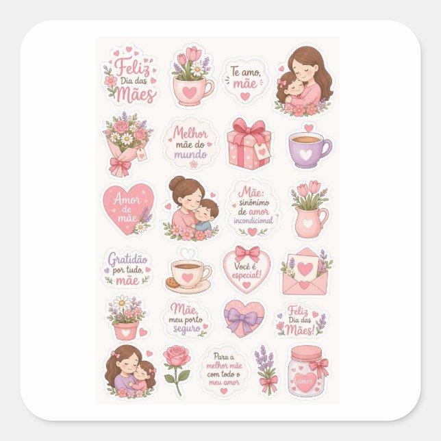 Cute Mother’s Day Stickers Sheet (Front)