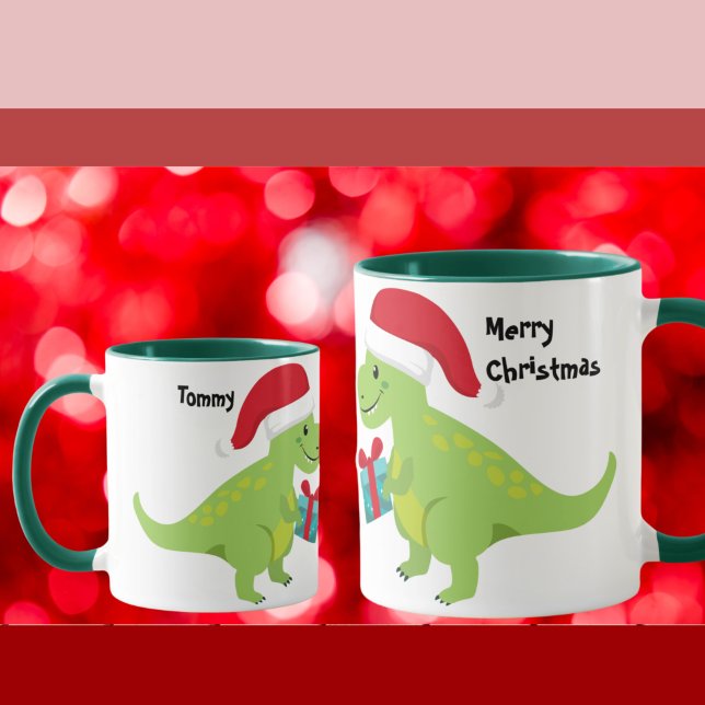 Cute Mother T-Rex Giving her Baby Christmas Cheer Mug (Creator Uploaded)