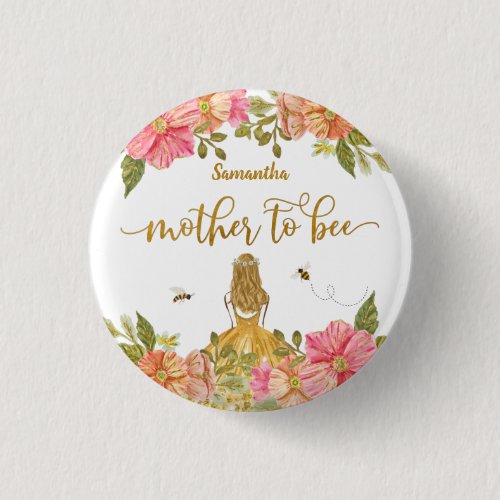 Cute Mother to Bee Script Expecting New Mom Button