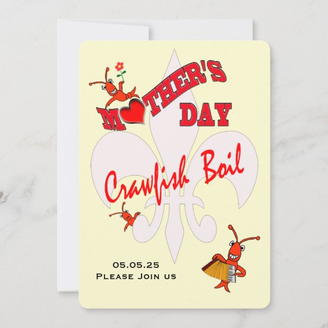 Cute Mother's Day Crawfish Boil Invitation (Front)
