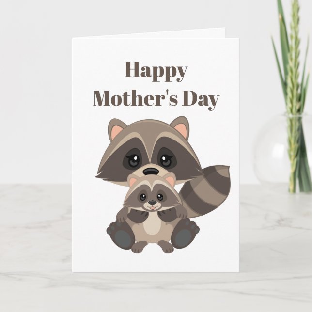 Cute Mother's Day Holiday raccoon Card (Front)
