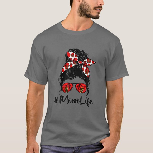 Cute Mother's Day Messy Bun Boxing Mom Mommy Women T-Shirt (Front)