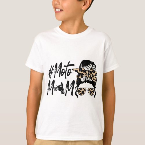 Cute Mothers Day Moto Mom Motocross Leopard Print  T_Shirt